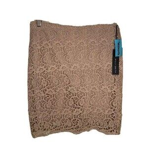 Willi Smith Skirt Small Brown Lace Pencil Above Knee Lined Cotton Womens NEW